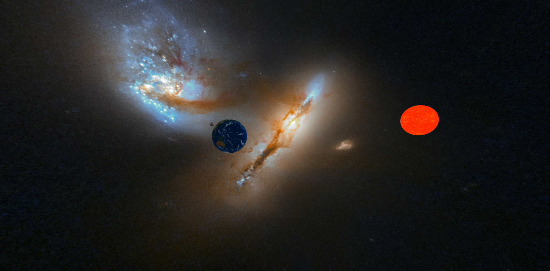 Photo of a project for the representation of the orbit of the Earth and Moon