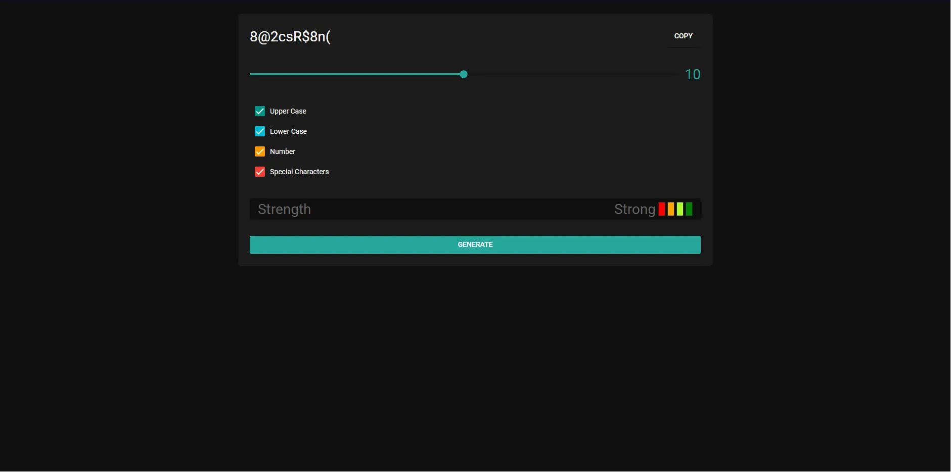 Photo of a project named as Password Generator 